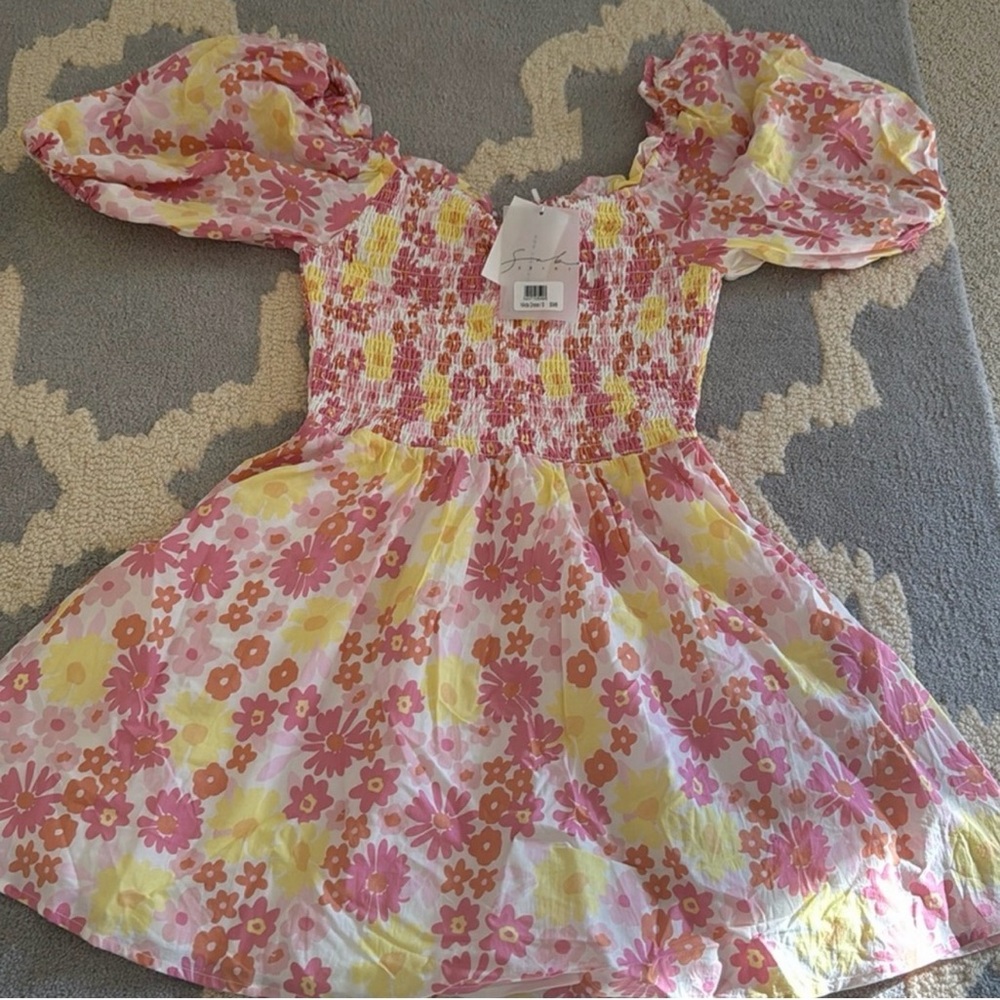 Floral Pink and Yellow Dress